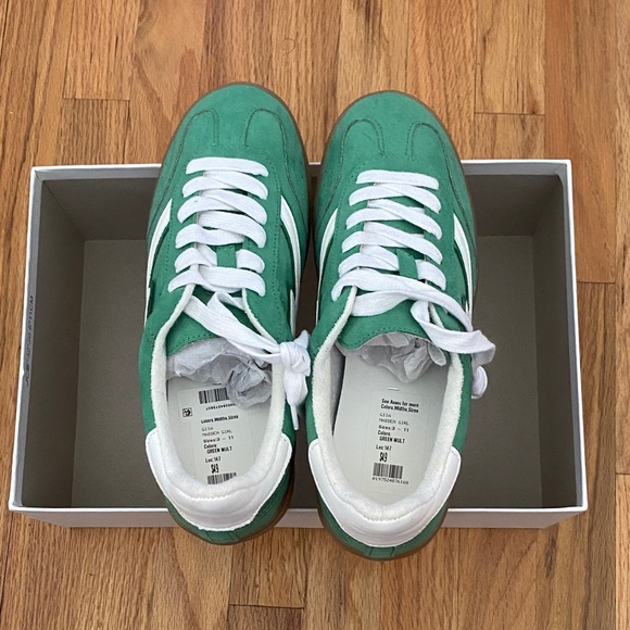 Madden Girl Shoes - Green Suede Like Retro Runner Sneakers by Madden Girl